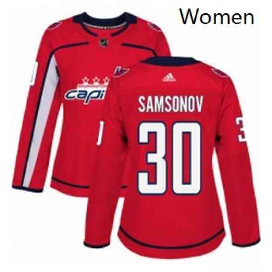 Womens Adidas Washington Capitals 30 Ilya Samsonov Authentic Red Home NHL Jersey